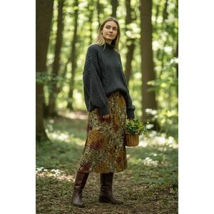 Susan Lawrence Women's Maxi Skirt Floral Rose Print Midi Length Size L